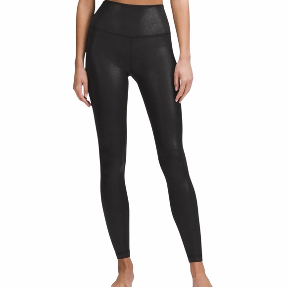 Lululemon Align High Rise Shine Radiate Foil Print Black Size M - Picture 2 of 6